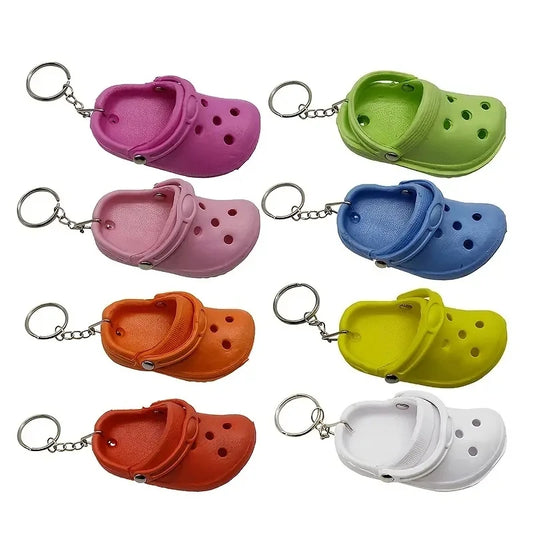 1PC Cute Shoe Charm Keychain Novelty Keyring 3D Mini Sandal Slipper Key Chain Bag Accessory Phone Pendant Car Ornament